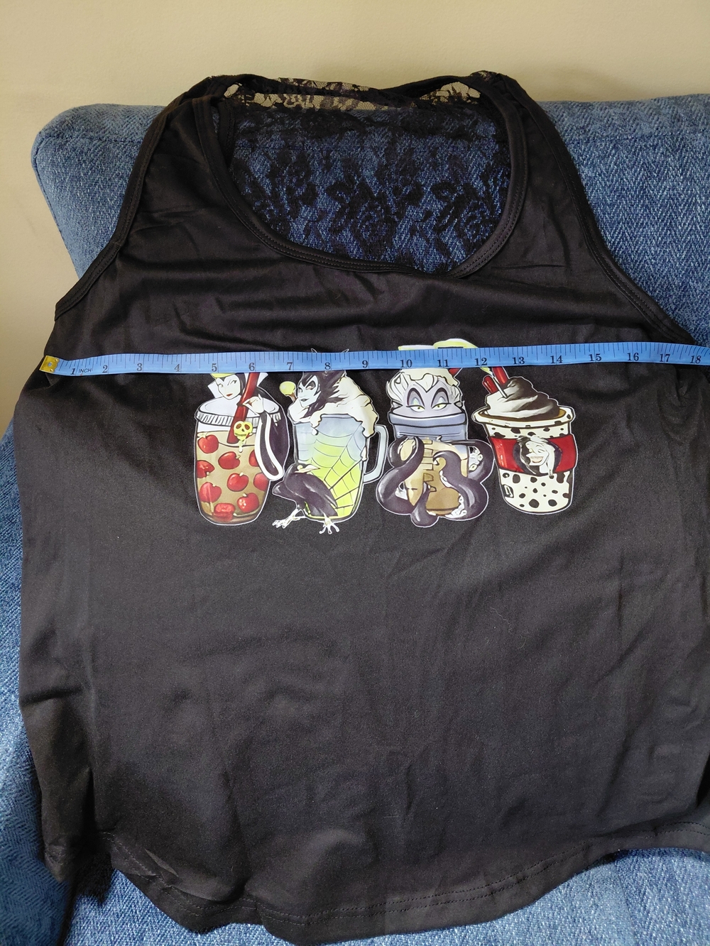 Black Women’s Sleeveless Graphic Tank Top with Lace Back